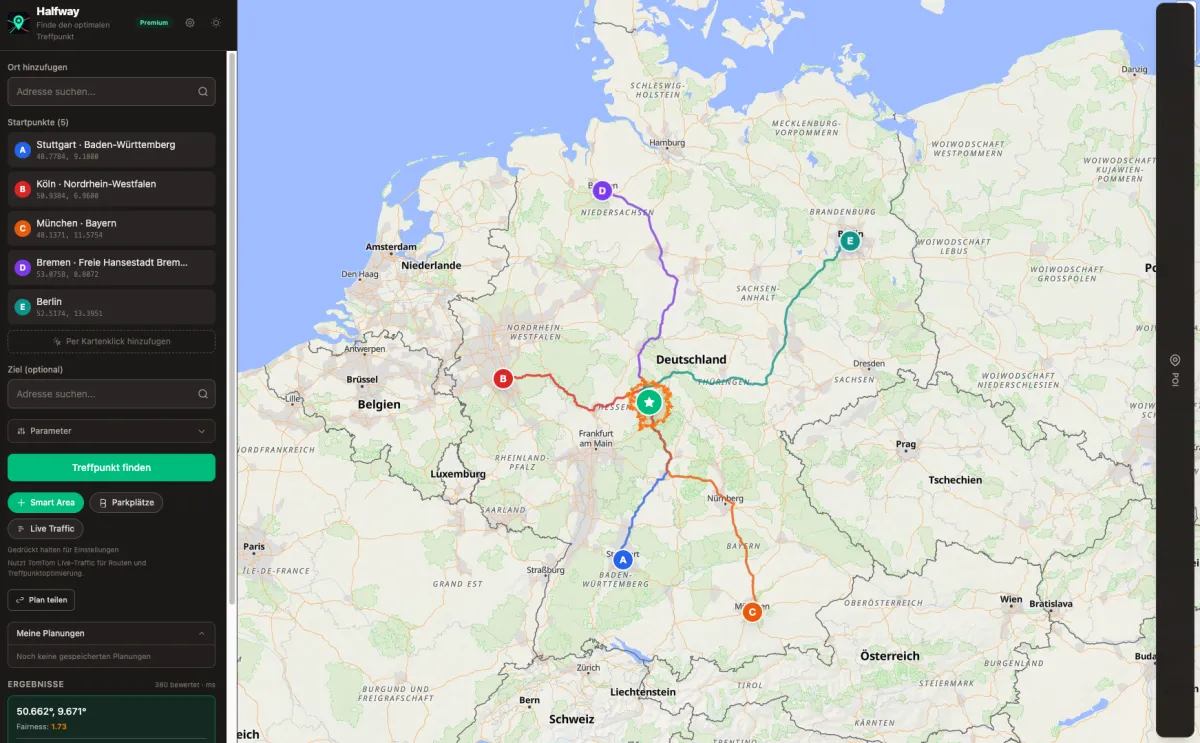 Treffpunkt berechnet